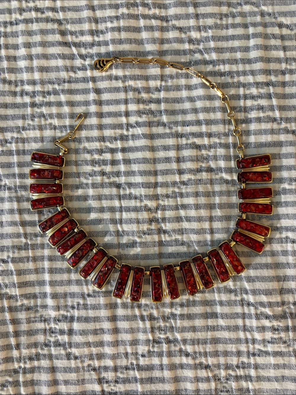 Red Inlaid Statement Necklace - Women Jewelry